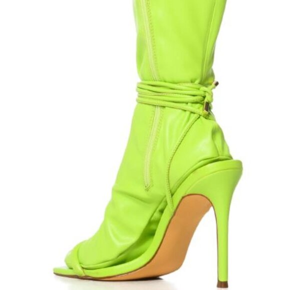 " THE HOTTIE " STILETTO SOCK BOOTIE IN LIME { BRAND NEW !!!!!!!!!!! - Picture 4 of 8